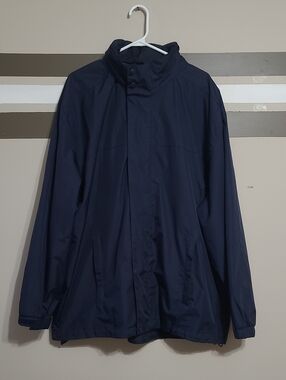 Plenmans Navy Windbreaker Lightweight Hooded Weather-Resistant Coat Sz 2XL